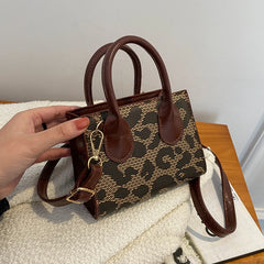 Leopard Print Pleated Top-Handle Bag for Women