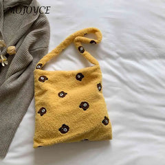 Plush Animal Pattern Totes Bag for Winter Autumn