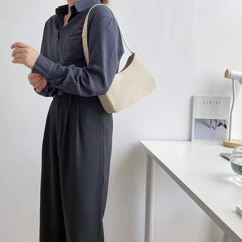 Women Totes Small PU Leather Underarm Shoulder Side Bags Female Solid Handbags