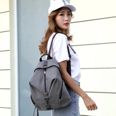 Canvas Travel Backpack for Women Large Capacity Laptop Rucksack