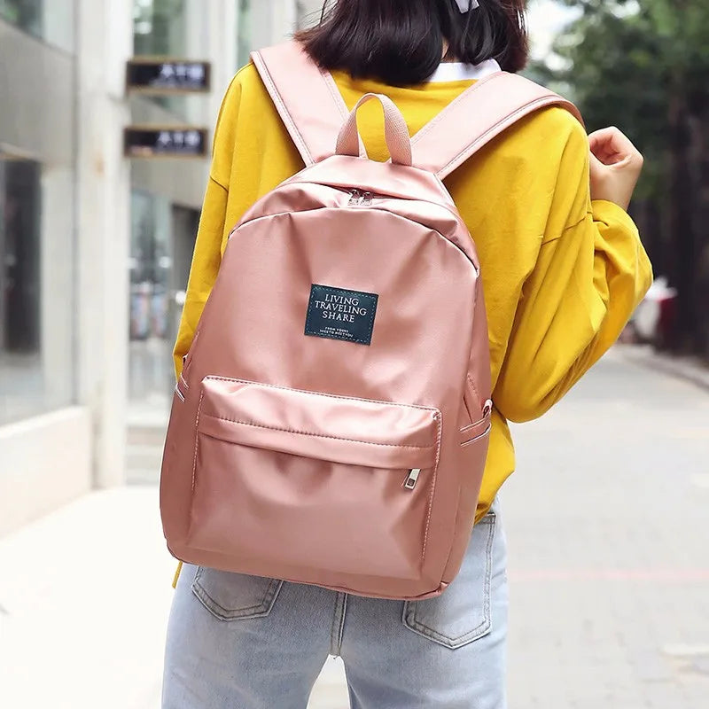 Women Travel Backpack Soft Fabric Casual School Backpack + Handbag