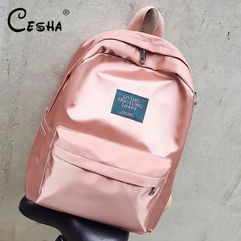 Women Travel Backpack Soft Fabric Casual School Backpack + Handbag