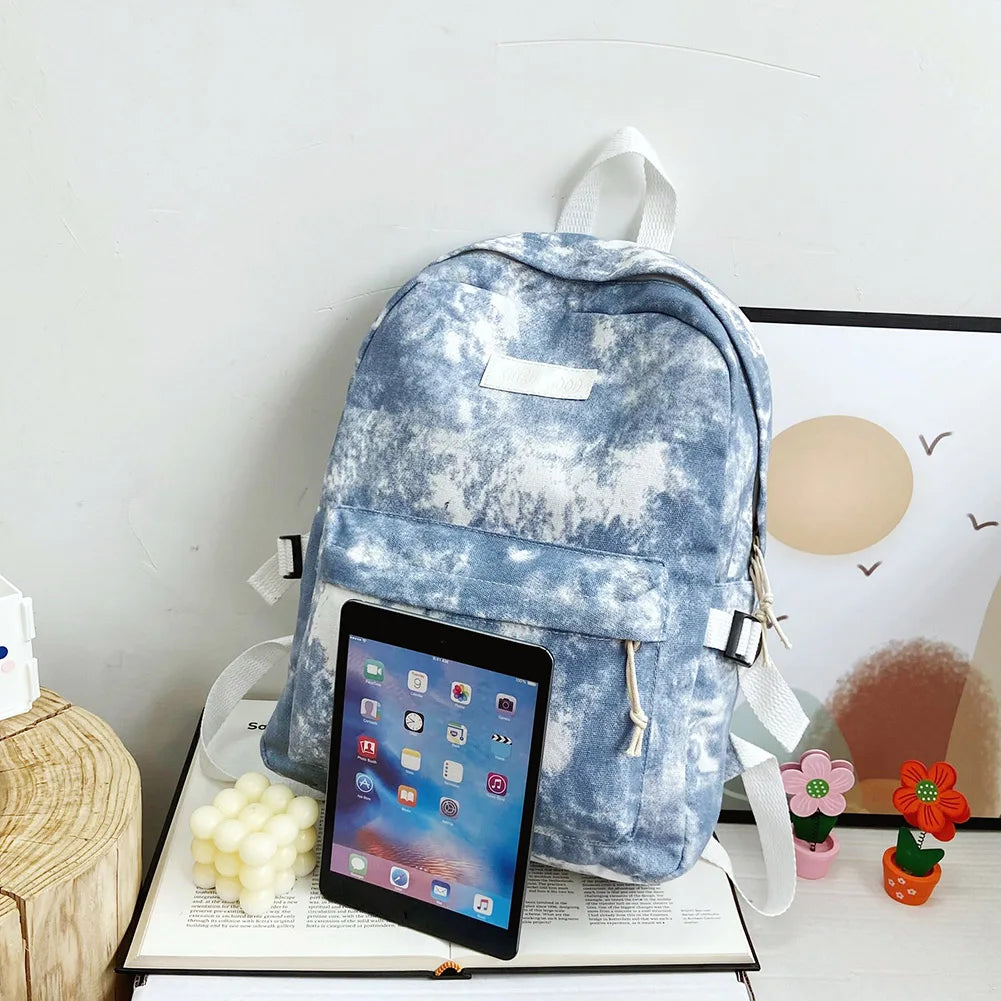 Tie Dye School Backpack Women Travel Handbag