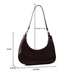 Women Underarm Bags Solid Bright PU Leather Hand Bag Female Half Moon Shoulder B