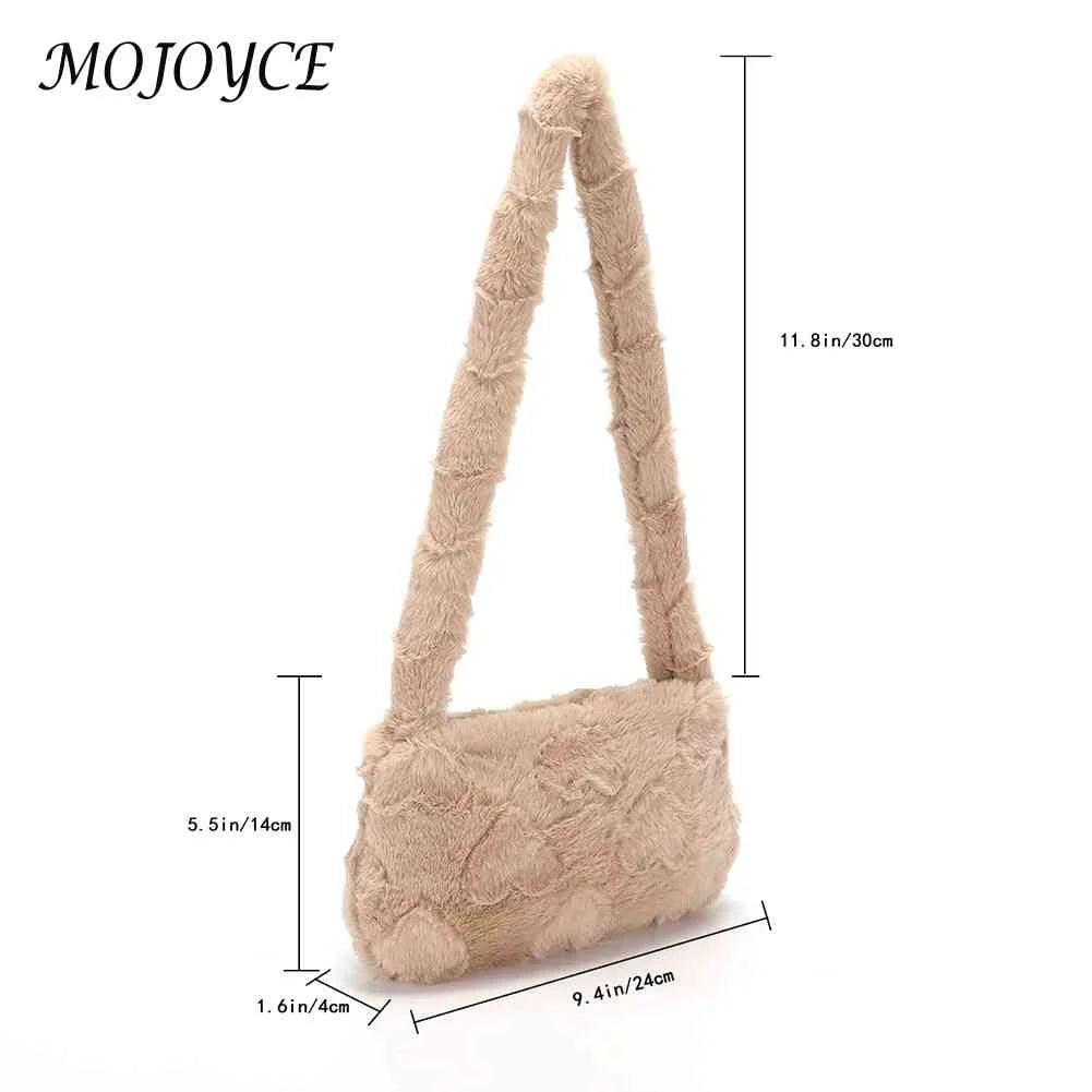 Plush Heart Top-handle Underarm Bag for Women
