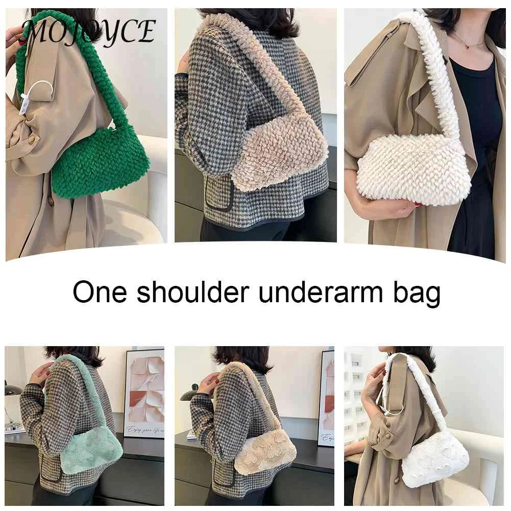 Plush Heart Top-handle Underarm Bag for Women