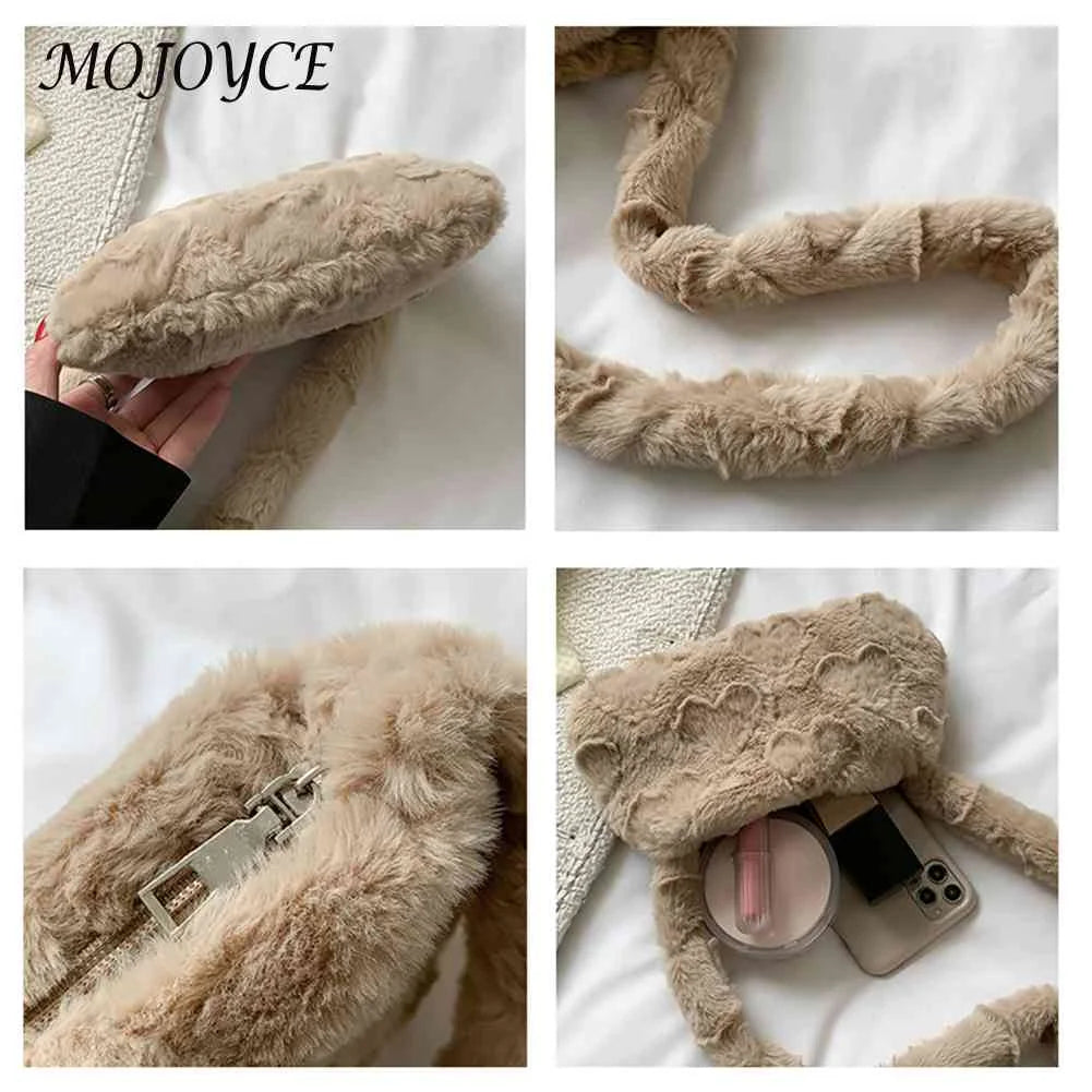Plush Heart Top-handle Underarm Bag for Women