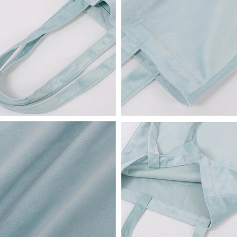 Velvet Shoulder Bag Large Capacity DIY Hand Painted Tote