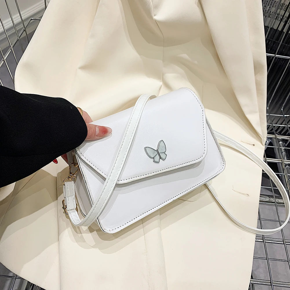 Vintage Leather Handbag Female Flap Solid Crossbody Bag for Lady