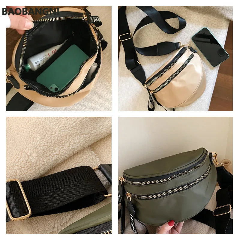 Women Waist Bag Fanny Pack Large Capacity PU Leather Female Waist Belt Bag