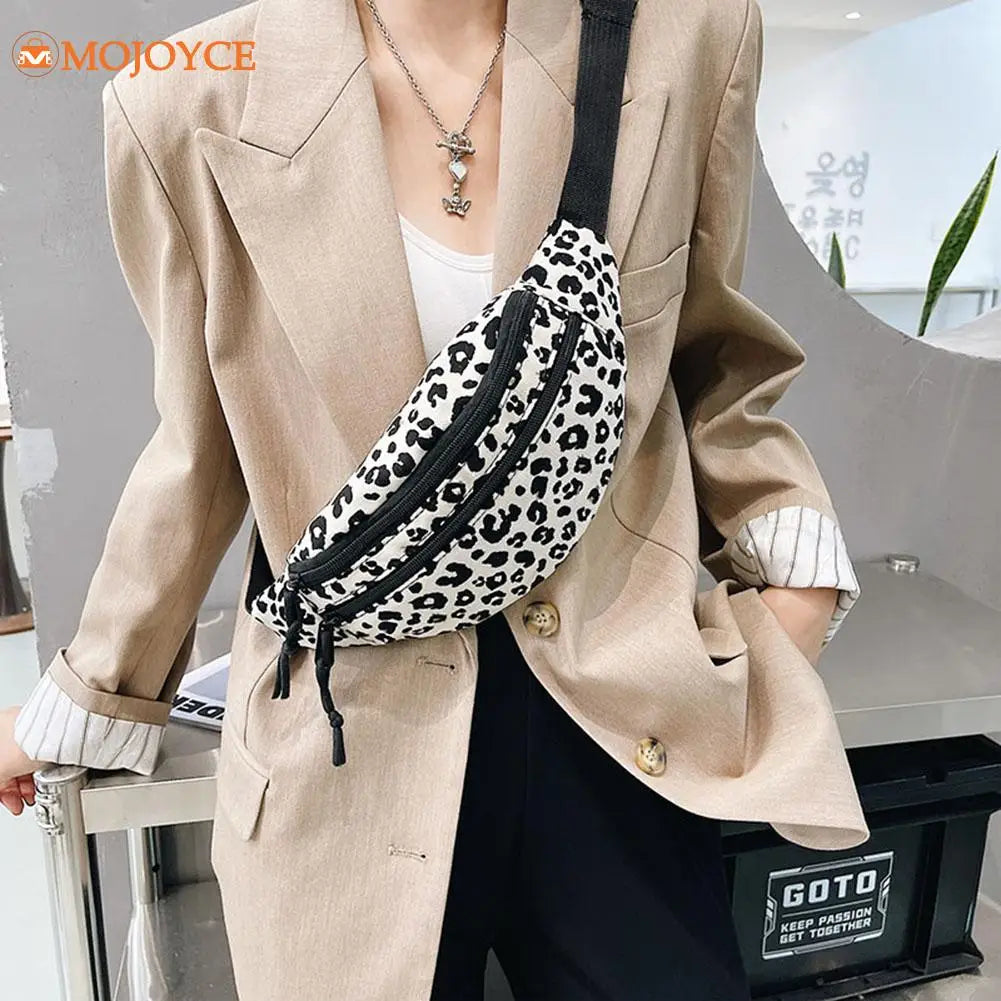 Women Leopard Print Waist Pack Fanny Bag Large Capacity Crossbody Bag