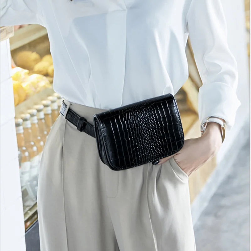 Women Waist Pack PU Leather Belt Waist Bag Phone Case