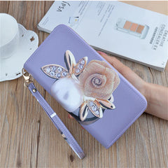 Women Double Zipper Wallet Long Printed Large Capacity Mobile Wallets For Women