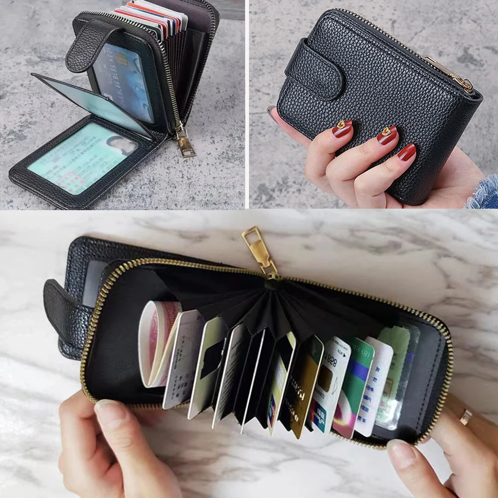 Women Leather Wallet Mini Hasp Solid Multi-Cards Holder Pattern Short Money Case
