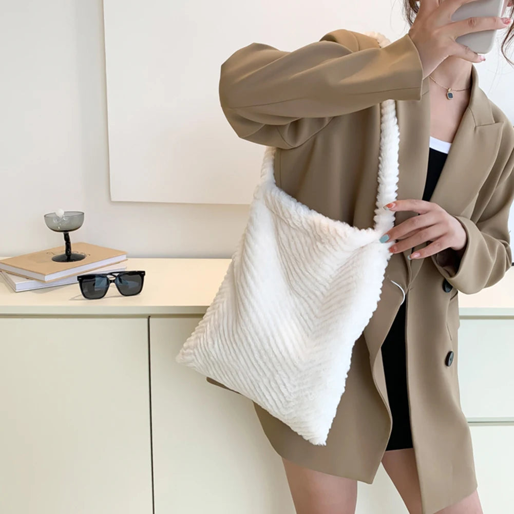 Winter Furry Shoulder Bag Soft Plush Fluffy Fur Crossbody