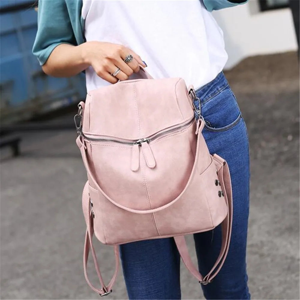 Vintage PU Leather Women's Backpack Shoulder Bag