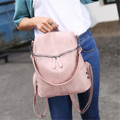 Vintage PU Leather Women's Backpack Shoulder Bag