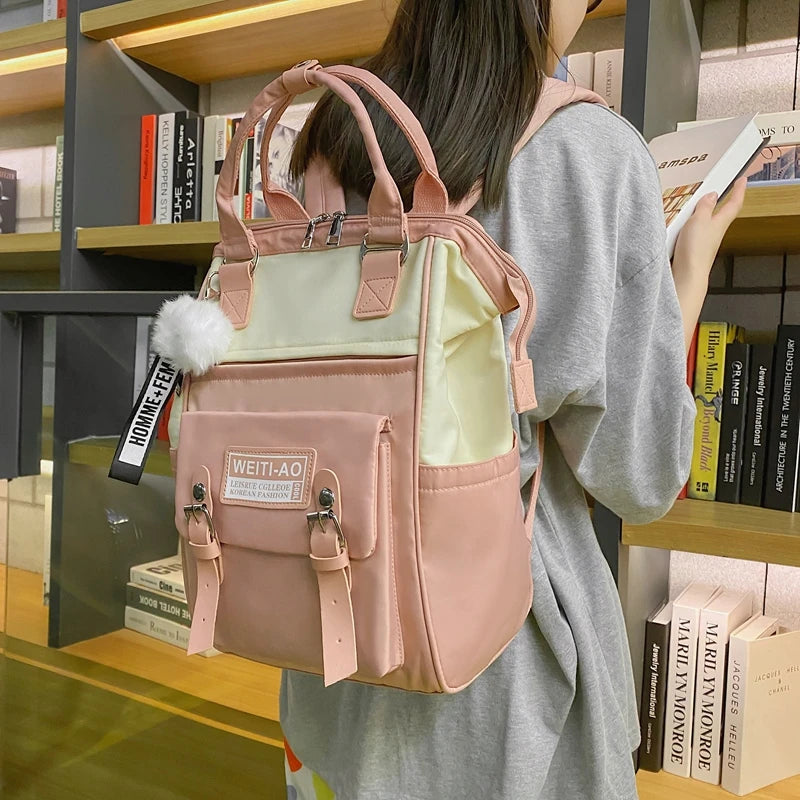 Women's Nylon School Bag Soft Handle Travel Backpacks