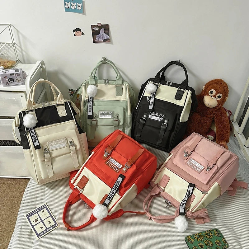 Women's Nylon School Bag Soft Handle Travel Backpacks
