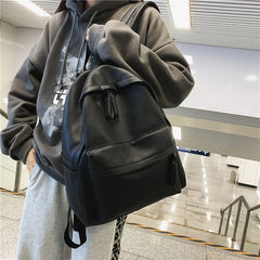Women's PU Leather Travel Backpack Solid Purse Bag