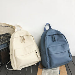 Women's PU Leather Travel Backpack Solid Purse Bag