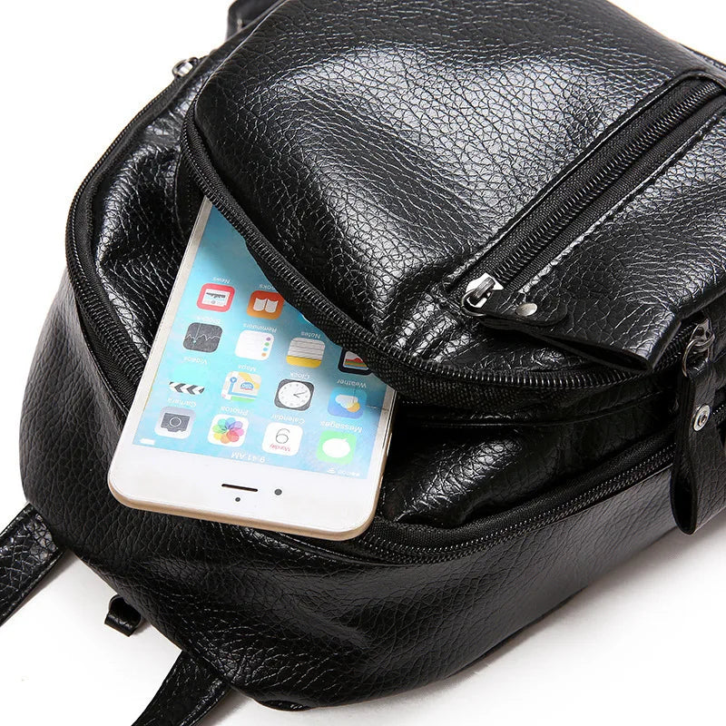 Women's PU Leather Backpack Travel Lady Shoulder Bag Multifunctional