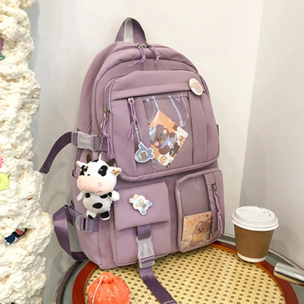 Women's Transparent PVC School Backpack Large Capacity Rucksack Handbag