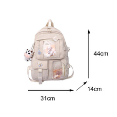 Women's Transparent PVC School Backpack with Cow Pendant