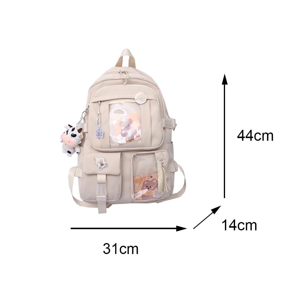 Women's Transparent PVC School Backpack Large Capacity Rucksack Handbag