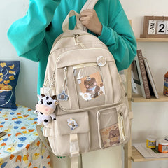 Women's Transparent PVC School Backpack with Cow Pendant