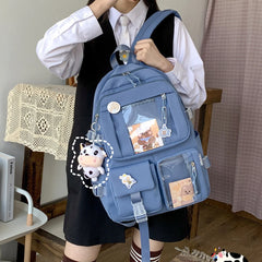 Women's Transparent PVC School Backpack with Cow Pendant