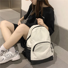 Solid Backpack School Bag For Teenage Girls Large Capacity Nylon Waterpr