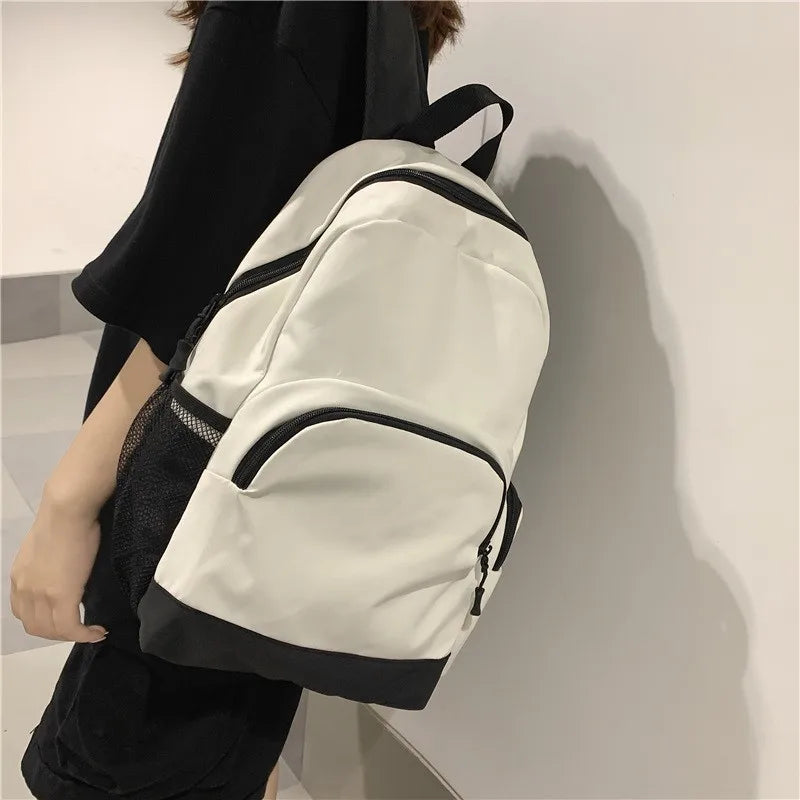 Solid Backpack School Bag For Teenage Girls Large Capacity Nylon Waterpr