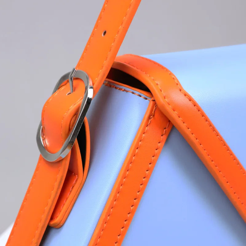 Women's Contrast Trapezoid Shoulder Bag