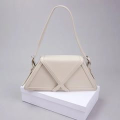 Women's Contrast Trapezoid Shoulder Bag