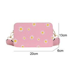 Women's Daisy Pattern Shoulder Bag Handbag Small Square Bag Tote
