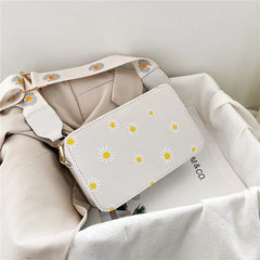 Women's Daisy Pattern Shoulder Bag Handbag Small Square Bag Tote