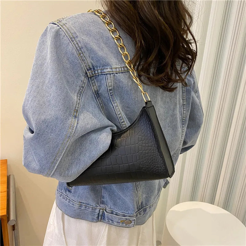 Crocodile Pattern Shoulder Bag All-match Handbags for Women