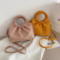 Women's Bag PU Wrinkled Crossbody Female Bag Messenger Shoulder Handbag