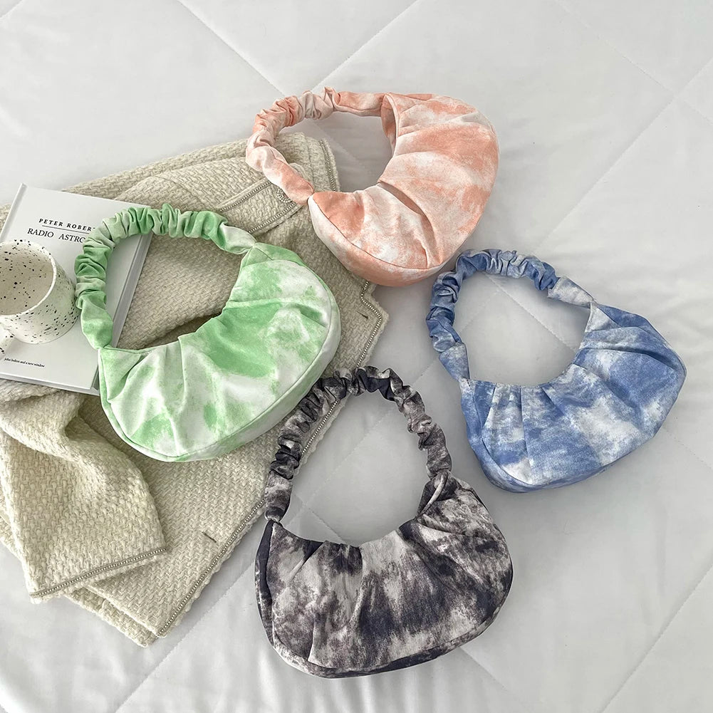 Tie Dye Printing Canvas Shoulder Underarm Bag for Women