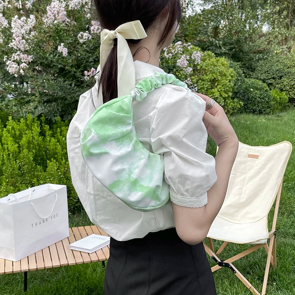 Tie Dye Printing Canvas Shoulder Underarm Bag for Women