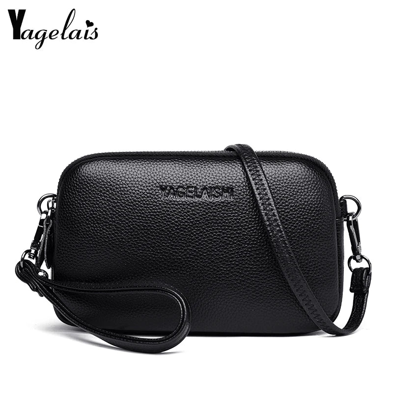 Leather Crossbody Shoulder Bag Solid Color Small Handbag