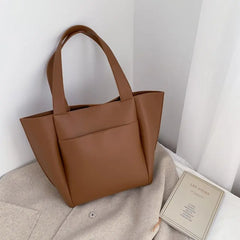 Women's Large Capacity PU Leather Shoulder Tote Pack