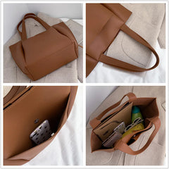 Women's Large Capacity PU Leather Shoulder Tote Pack