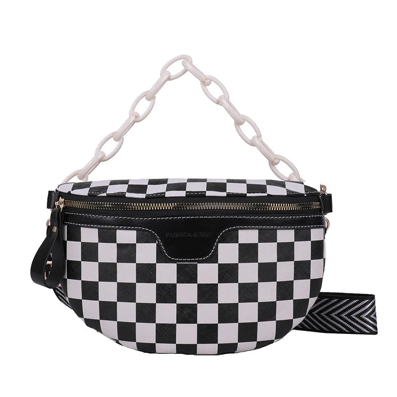 Women's Belt Bag Shoulder Bag Female Chains Crossbody Bag PU Leather