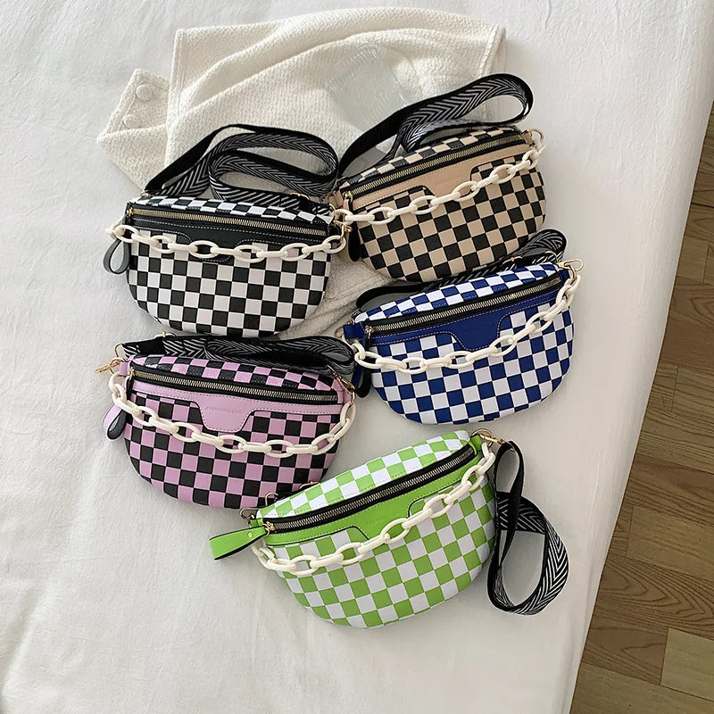 Women's Belt Bag Shoulder Bag Female Chains Crossbody Bag PU Leather