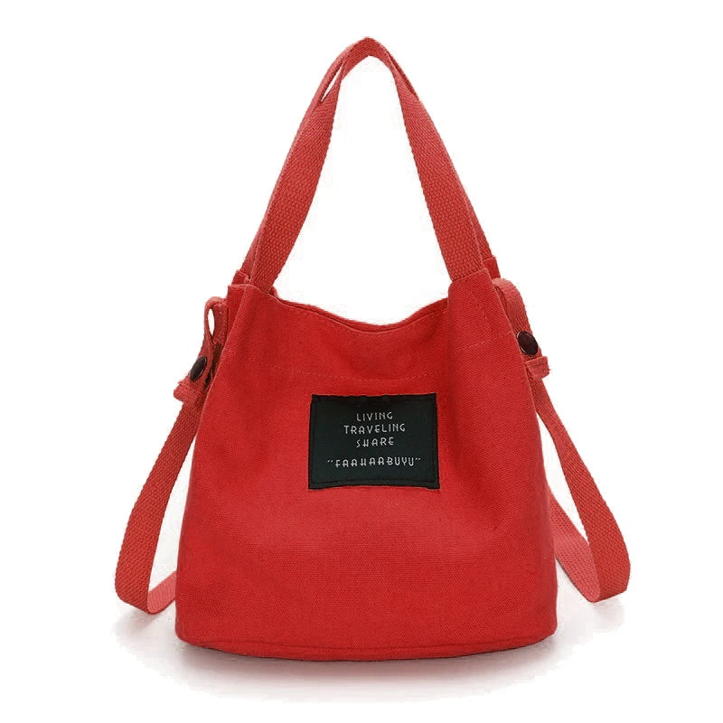 Women's Canvas Red Bucket Bag Tote Purse