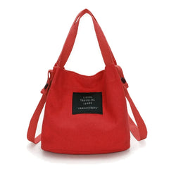 Women's Canvas Red Bucket Bag Tote Purse