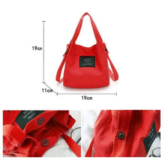Women's Canvas Red Bucket Bag Tote Purse