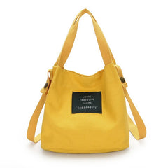 Women's Canvas Shoulder Bag Tote Purse Travel Bucket Bag